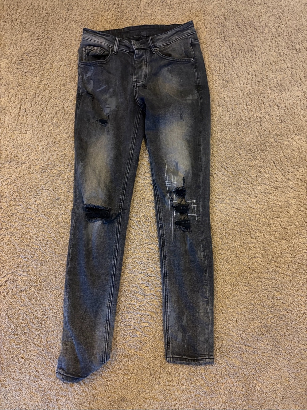 Ksubi Black Washed Distressed Skinny Jeans